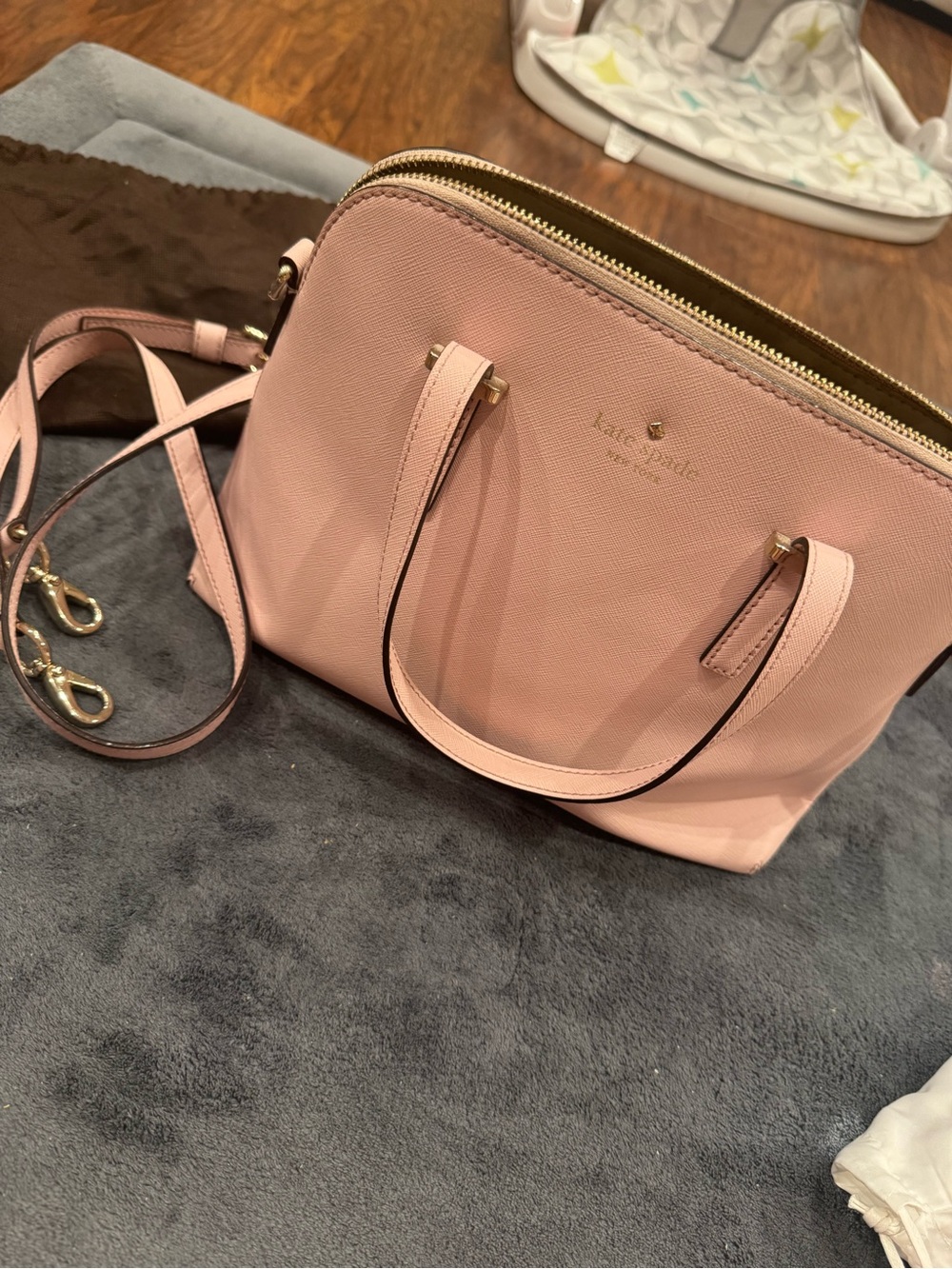 kate spade Light Pink Crossbody Satchel with Gold Hardware